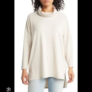 Caslon Cowl Neck Top in light brown color.